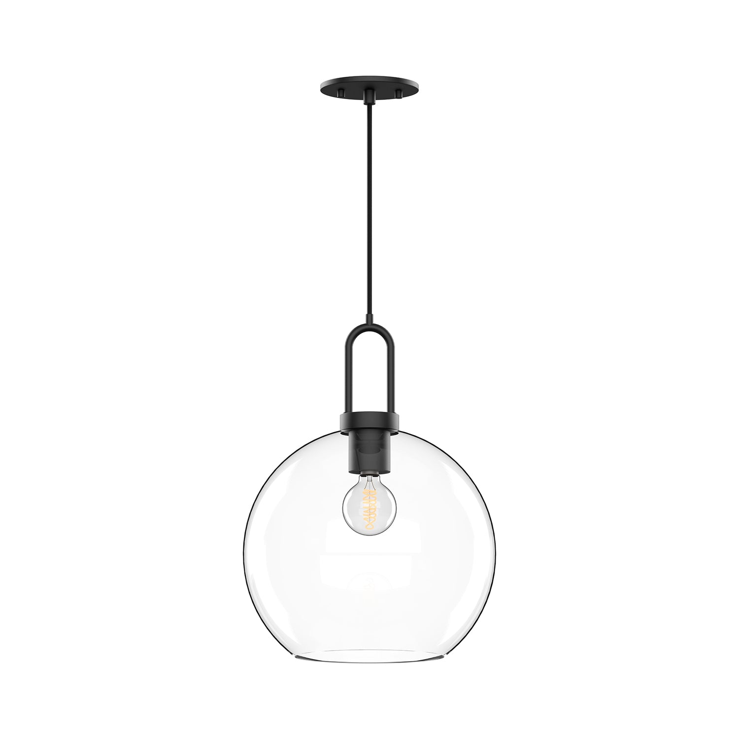 Soji 10-in Clear Glass/Matte Black 1 Light Pendant by Alora Lighting | PD601710MBCL | Alora Lighting