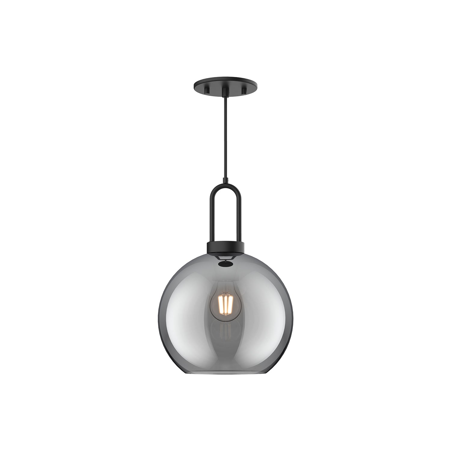 Soji 10-in Matte Black/Smoked Solid Glass 1 Light Pendant by Alora Lighting | PD601710MBSM | Alora Lighting