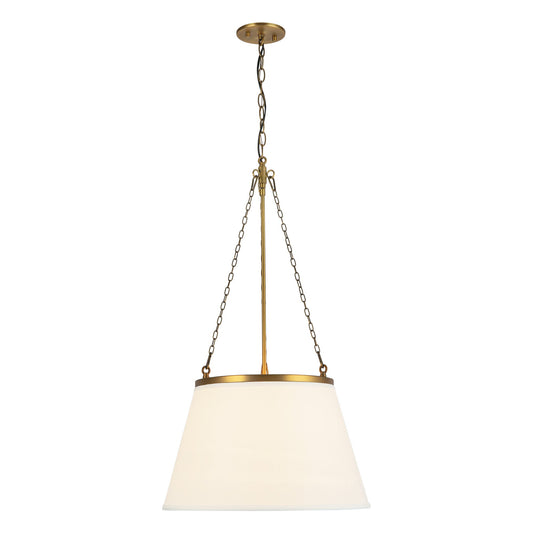 Speakeasy 18-in Aged Gold/White Linen 1 Light Pendant by Alora Lighting | PD544517AGWL | Alora Lighting