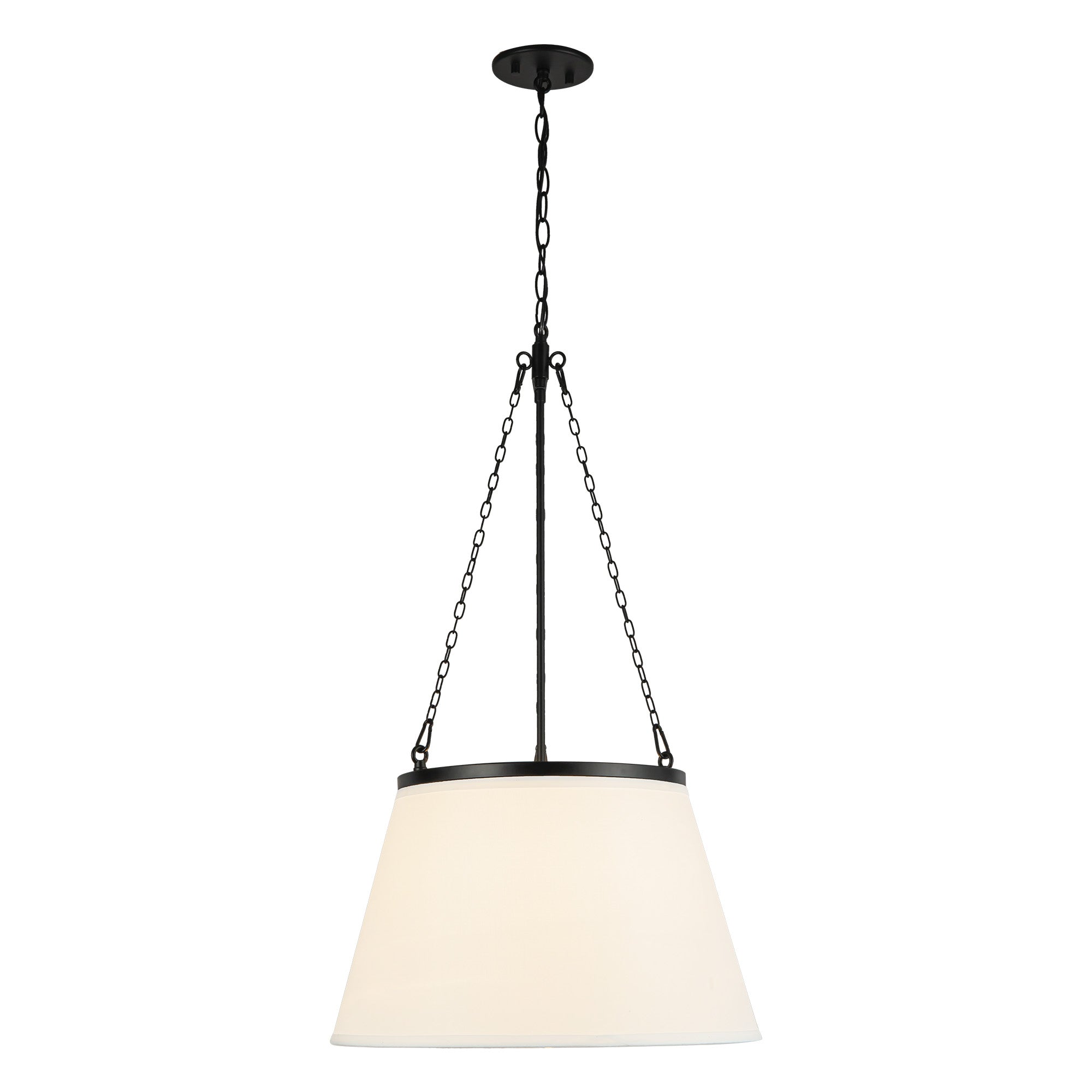Speakeasy 18-in Matte Black/White Linen 1 Light Pendant by Alora Lighting | PD544517MBWL | Alora Lighting