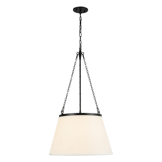 Speakeasy 18-in Matte Black/White Linen 1 Light Pendant by Alora Lighting | PD544517MBWL | Alora Lighting