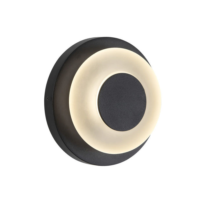 Stephord 5-in Black Dimmable LED Exterior Wall Sconce with Frosted Glass