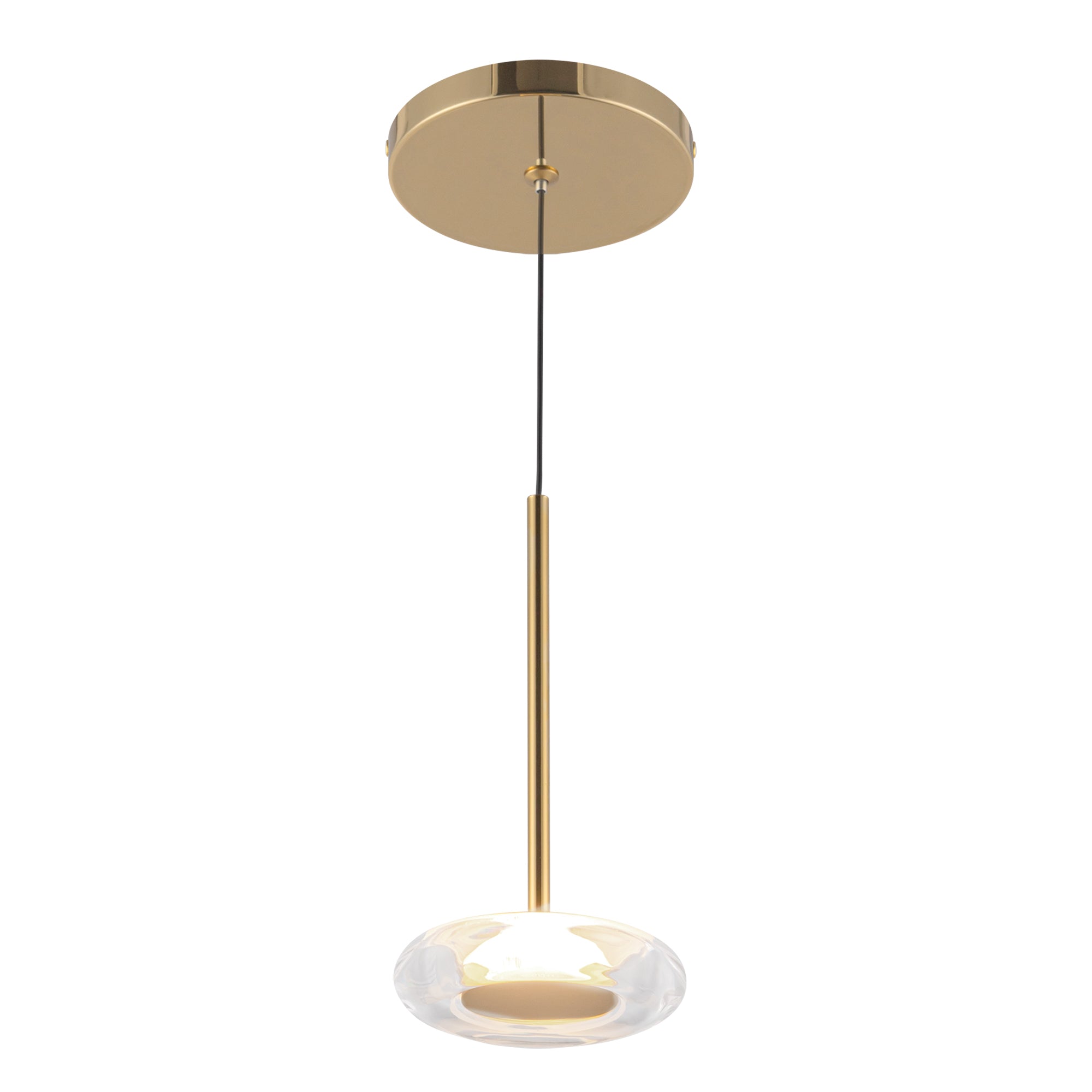 Stephord LED Pendant in Metallic Brass/Clear Glass Finish | Kuzco Lighting