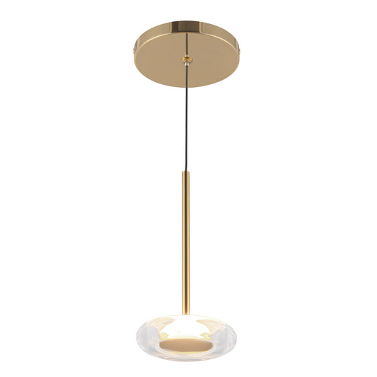 Stephord LED Pendant in Metallic Brass/Clear Glass Finish | Kuzco Lighting