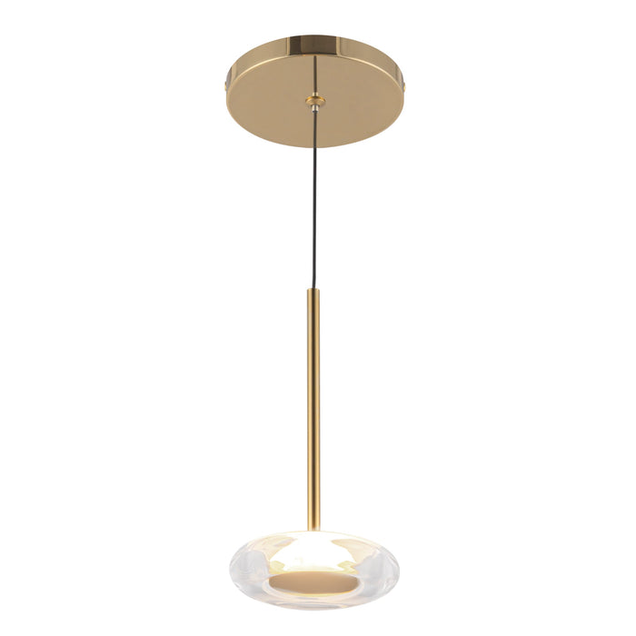 Stephord LED Pendant in Metallic Brass/Clear Glass Finish | Kuzco Lighting