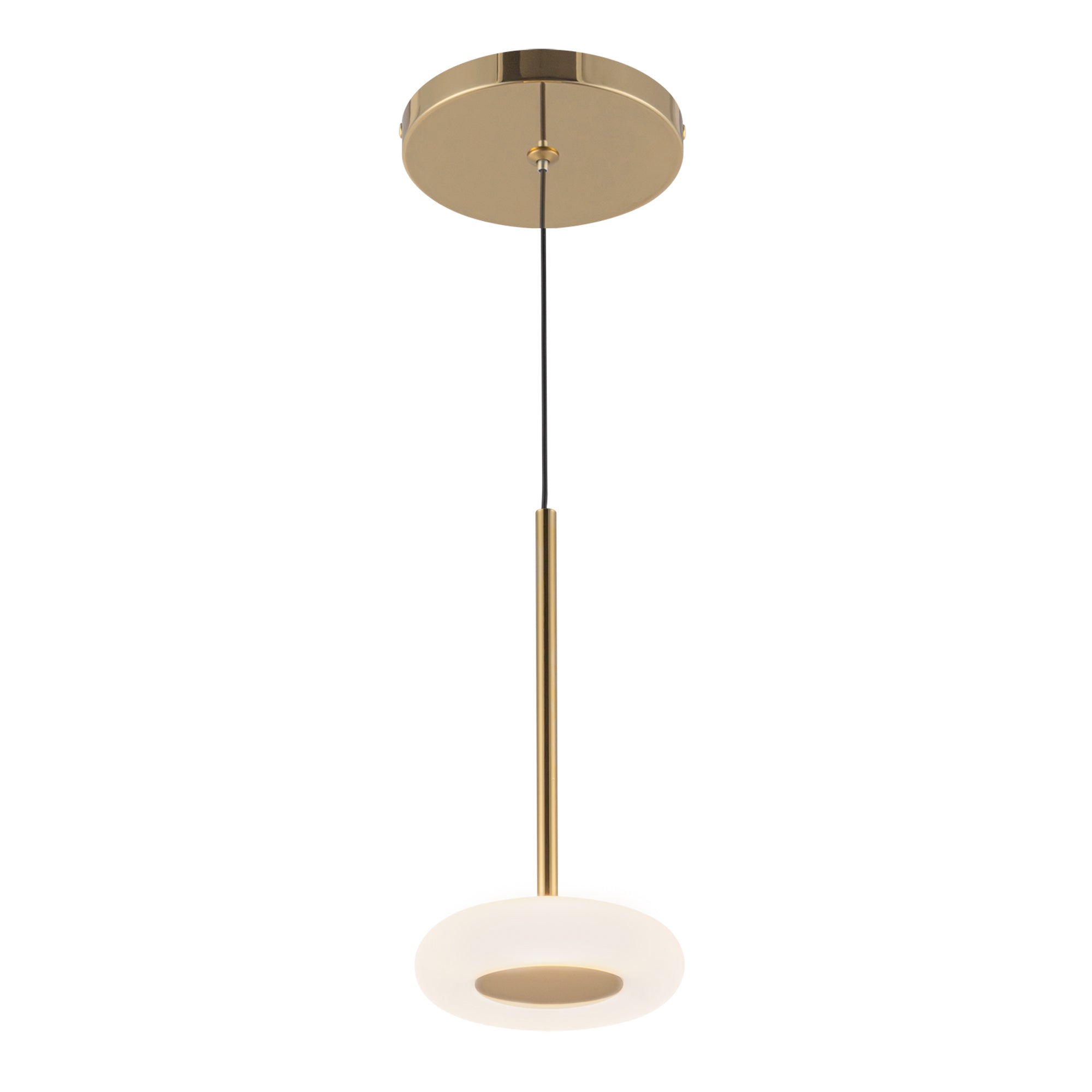 Stephord LED Pendant in Metallic Brass/Frosted Glass Finish | Kuzco Lighting