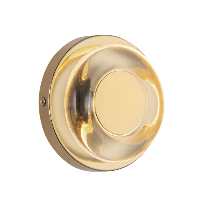 Stephord LED Wall Sconce in Metallic Brass/Clear Glass Finish | Kuzco Lighting