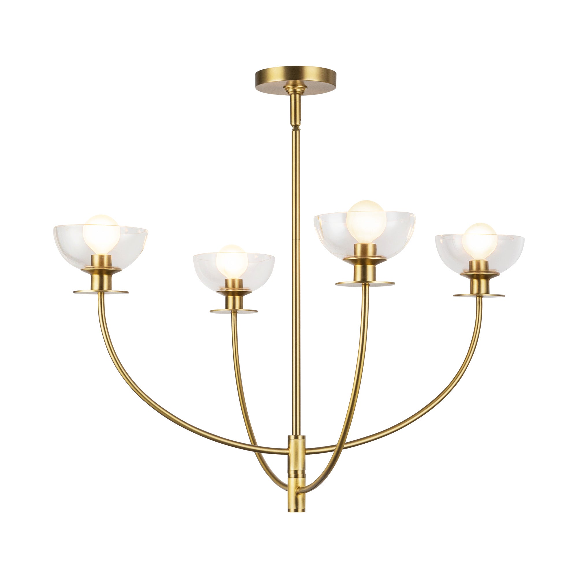 Sylvia 26-in Brushed Gold/Clear Glass 4 Lights Chandelier by Alora Lighting | CH515226BGCL | Alora Lighting