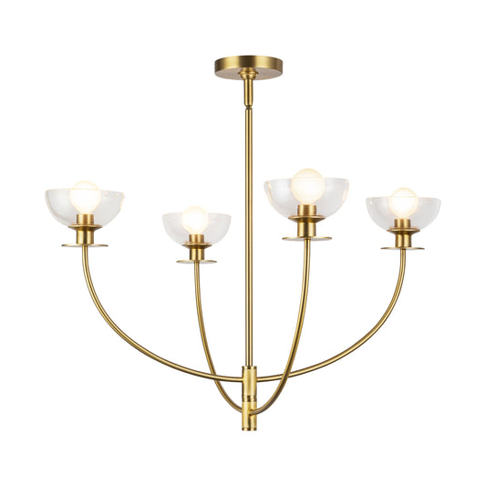 Sylvia 26-in Brushed Gold/Clear Glass 4 Lights Chandelier by Alora Lighting | CH515226BGCL | Alora Lighting