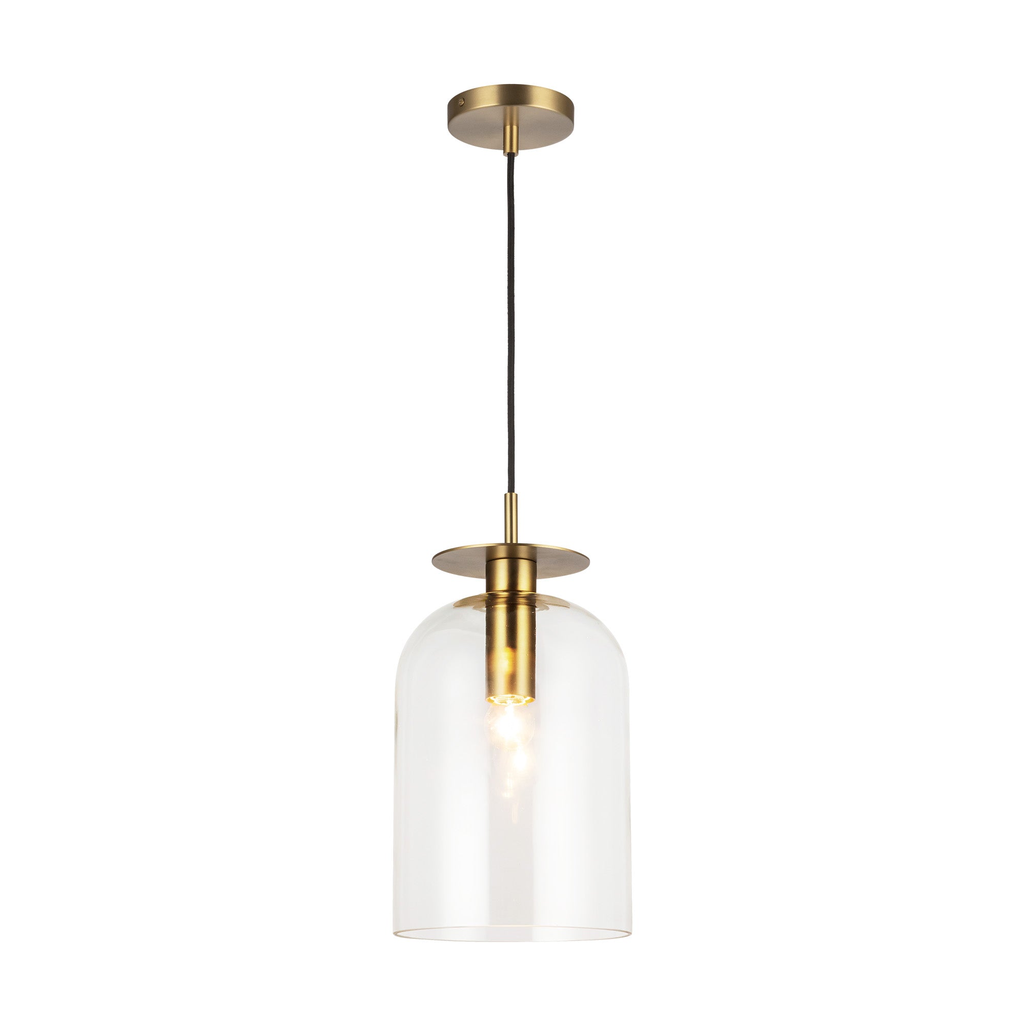 Sylvia 8-in Brushed Gold/Clear Glass 1 Light Pendant by Alora Lighting | PD515408BGCL | Alora Lighting