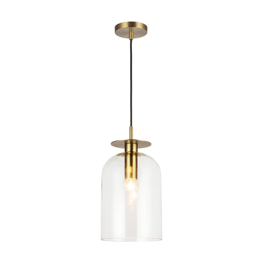 Sylvia 8-in Brushed Gold/Clear Glass 1 Light Pendant by Alora Lighting | PD515408BGCL | Alora Lighting