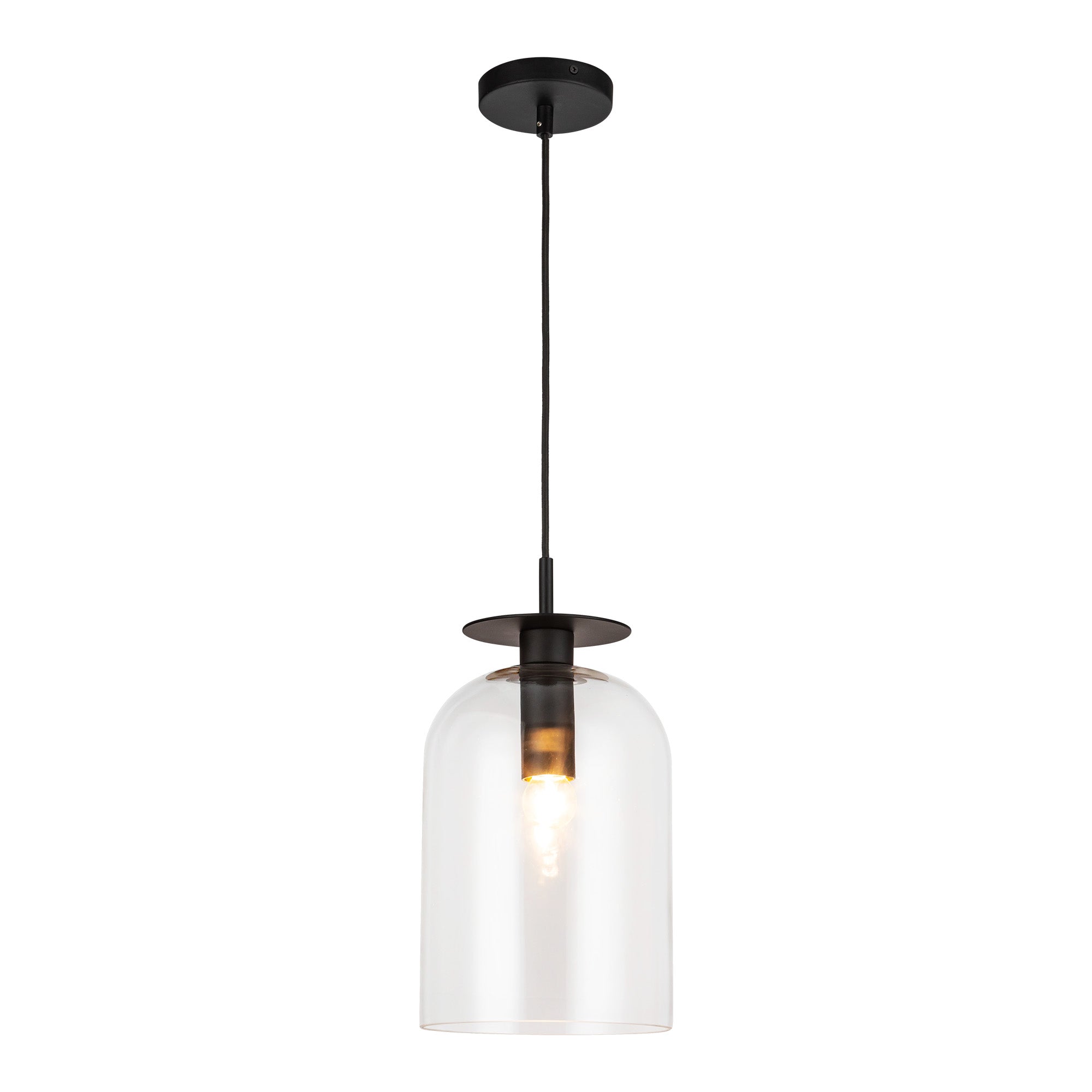 Sylvia 8-in Matte Black/Clear Glass 1 Light Pendant by Alora Lighting | PD515408MBCL | Alora Lighting