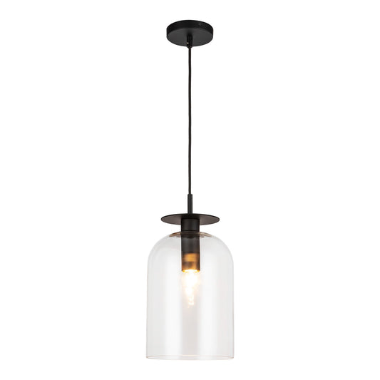 Sylvia 8-in Matte Black/Clear Glass 1 Light Pendant by Alora Lighting | PD515408MBCL | Alora Lighting