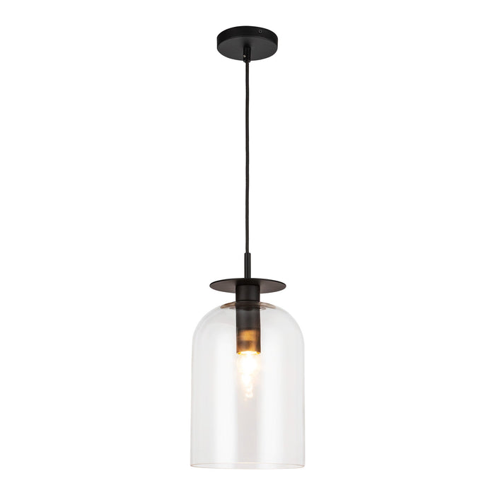 Sylvia 8-in Matte Black/Clear Glass 1 Light Pendant by Alora Lighting | PD515408MBCL | Alora Lighting