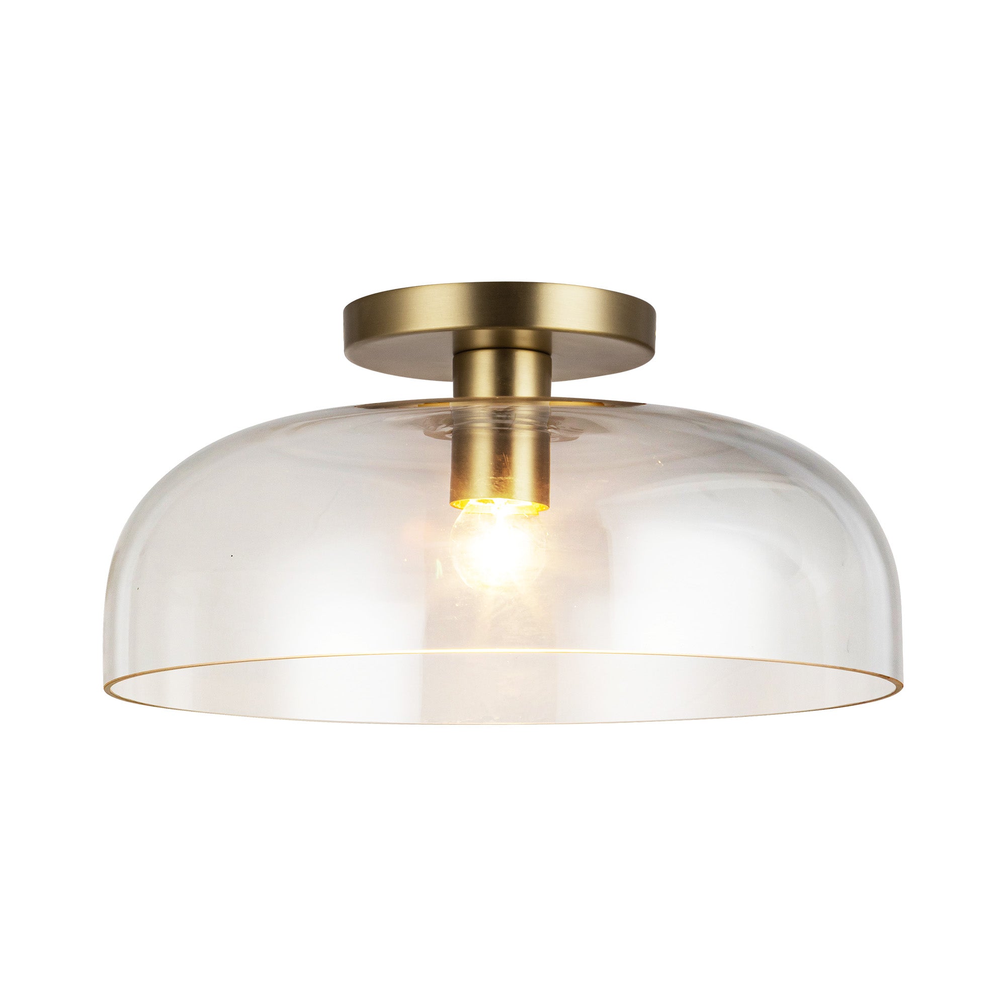 Sylvia 12-in Brushed Gold/Clear Glass 1 Light Semi-Flush by Alora Lighting | SF515712BGCL | Alora Lighting