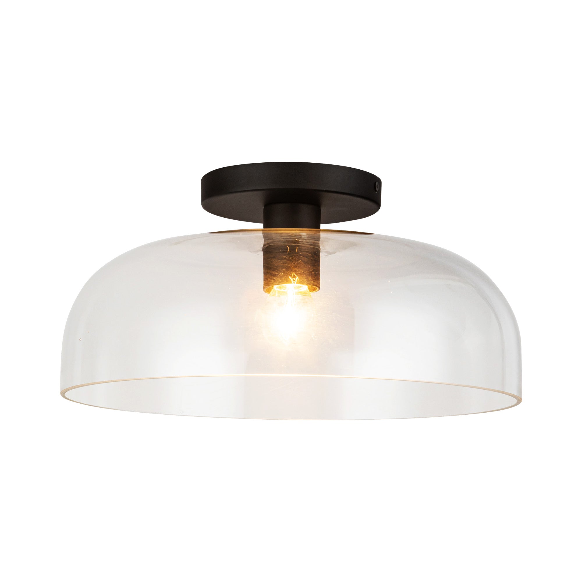 Sylvia 12-in Matte Black/Clear Glass 1 Light Semi-Flush by Alora Lighting | SF515712MBCL | Alora Lighting