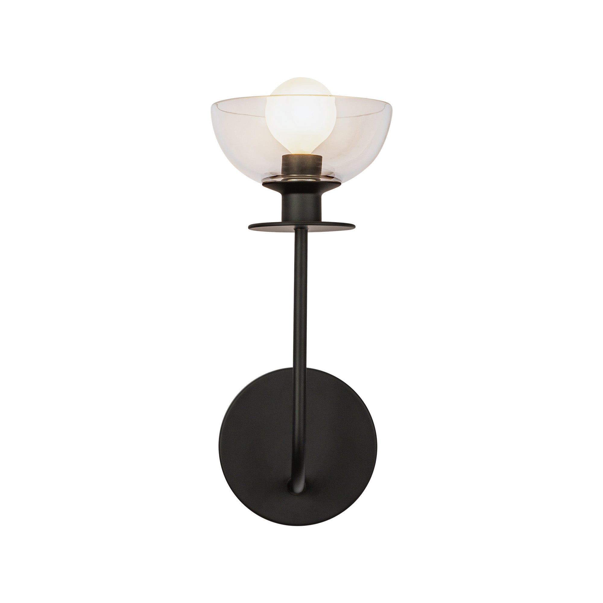 Sylvia 5-in Matte Black/Clear Glass 1 Light Wall Vanity by Alora Lighting | WV515205MBCL | Alora Lighting
