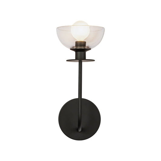 Sylvia 5-in Matte Black/Clear Glass 1 Light Wall Vanity by Alora Lighting | WV515205MBCL | Alora Lighting