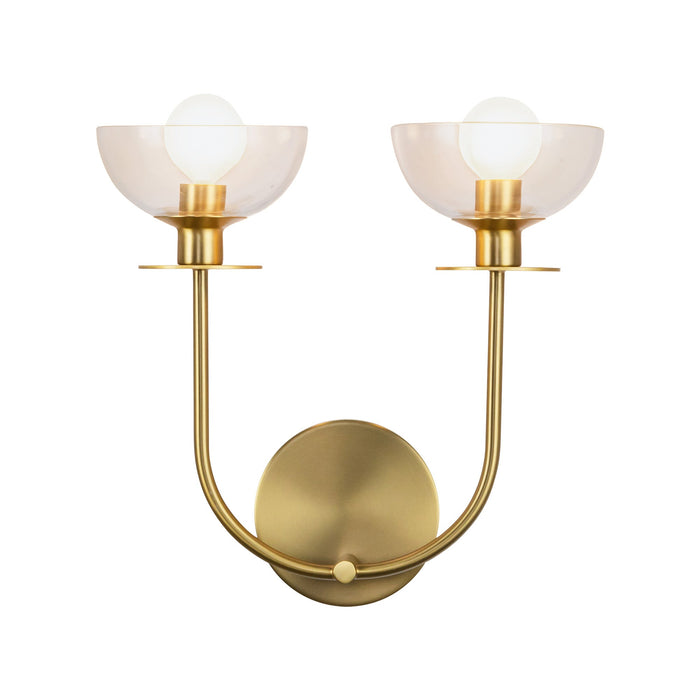 Sylvia 12-in Brushed Gold/Clear Glass 2 Lights Wall Vanity by Alora Lighting | WV515212BGCL | Alora Lighting