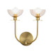 Sylvia 12-in Brushed Gold/Clear Glass 2 Lights Wall Vanity by Alora Lighting | WV515212BGCL | Alora Lighting