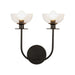 Sylvia 12-in Matte Black/Clear Glass 2 Lights Wall Vanity by Alora Lighting | WV515212MBCL | Alora Lighting