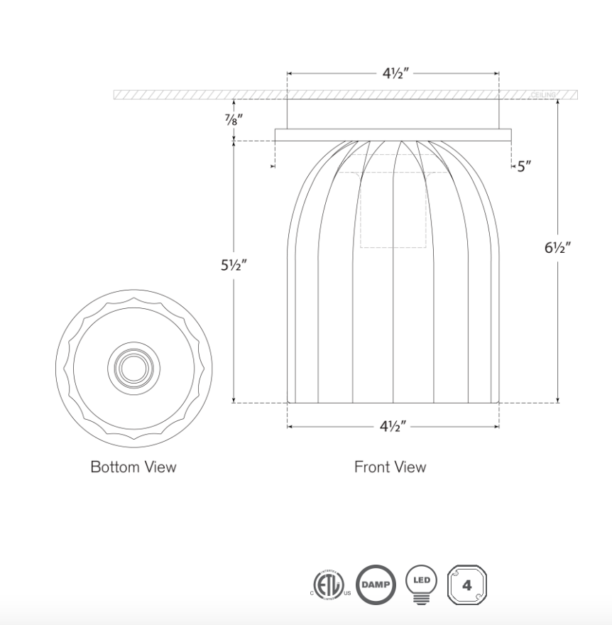 Asalea 5" Solitaire Flush Mount