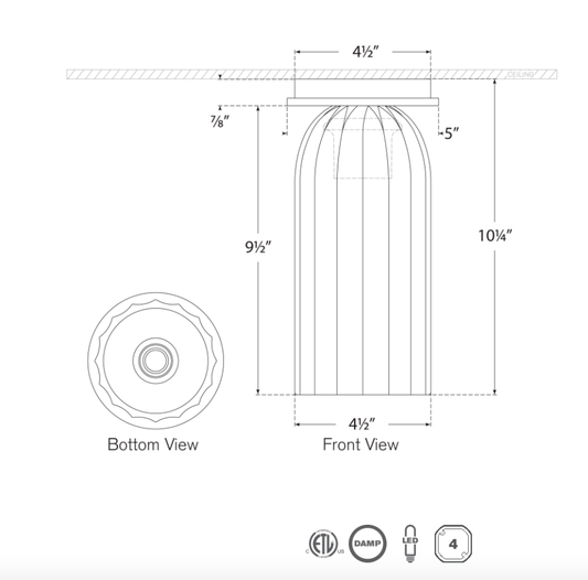 Asalea Monopoint Flush Mount by Visual Comfort Signature