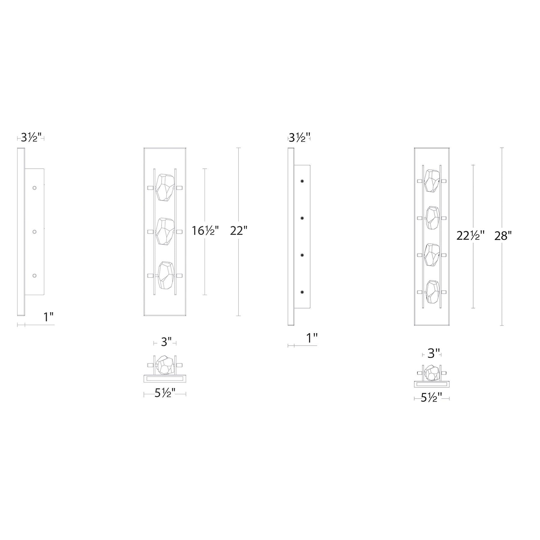 Strata LED Outdoor Wall Sconce Diagram