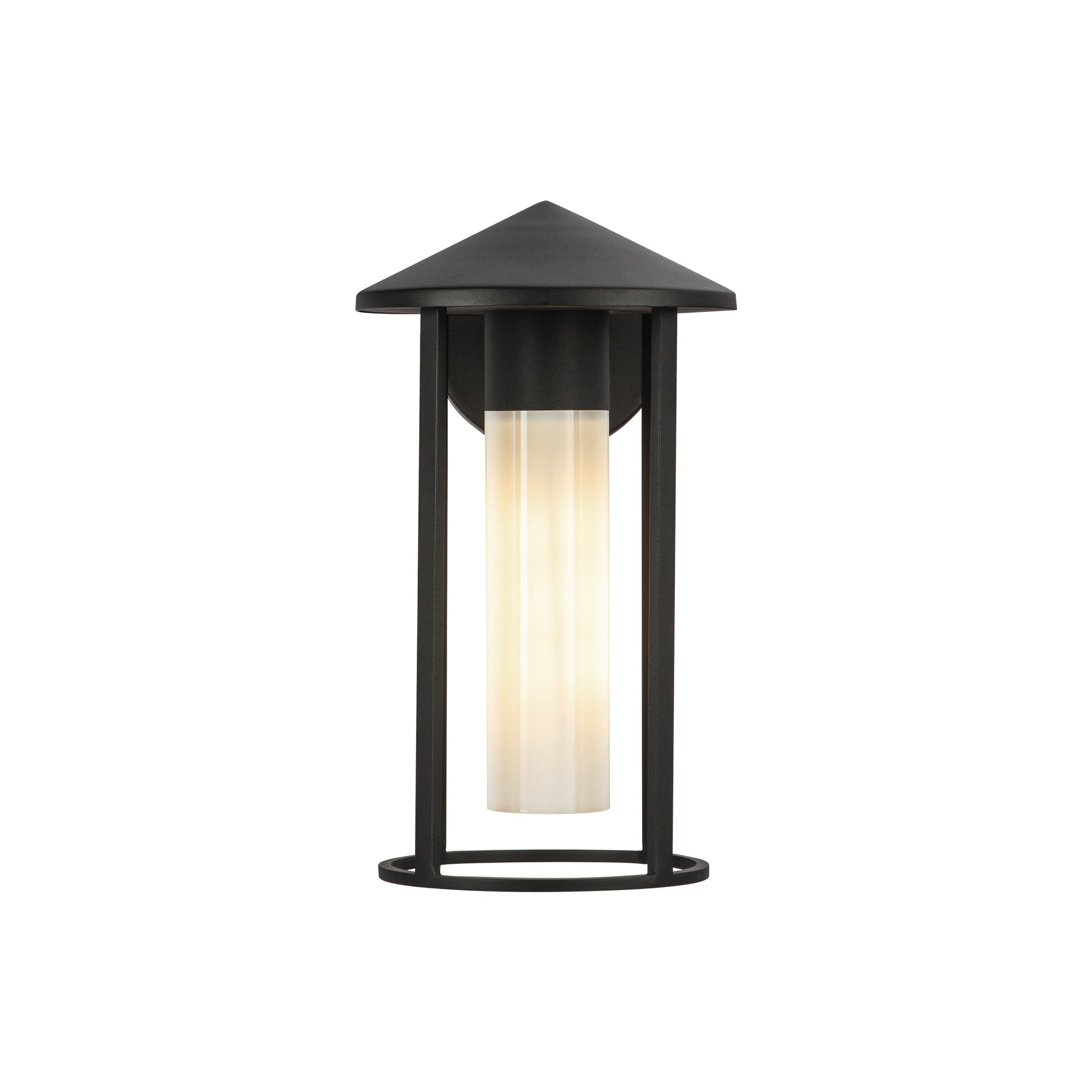 Tenko 12-in Black/Glossy Opal Glass 1 Light Exterior Wall by Alora Lighting | EW526312BKGO | Alora Lighting