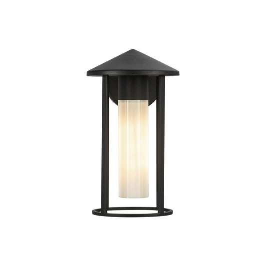 Tenko 12-in Black/Glossy Opal Glass 1 Light Exterior Wall by Alora Lighting | EW526312BKGO | Alora Lighting