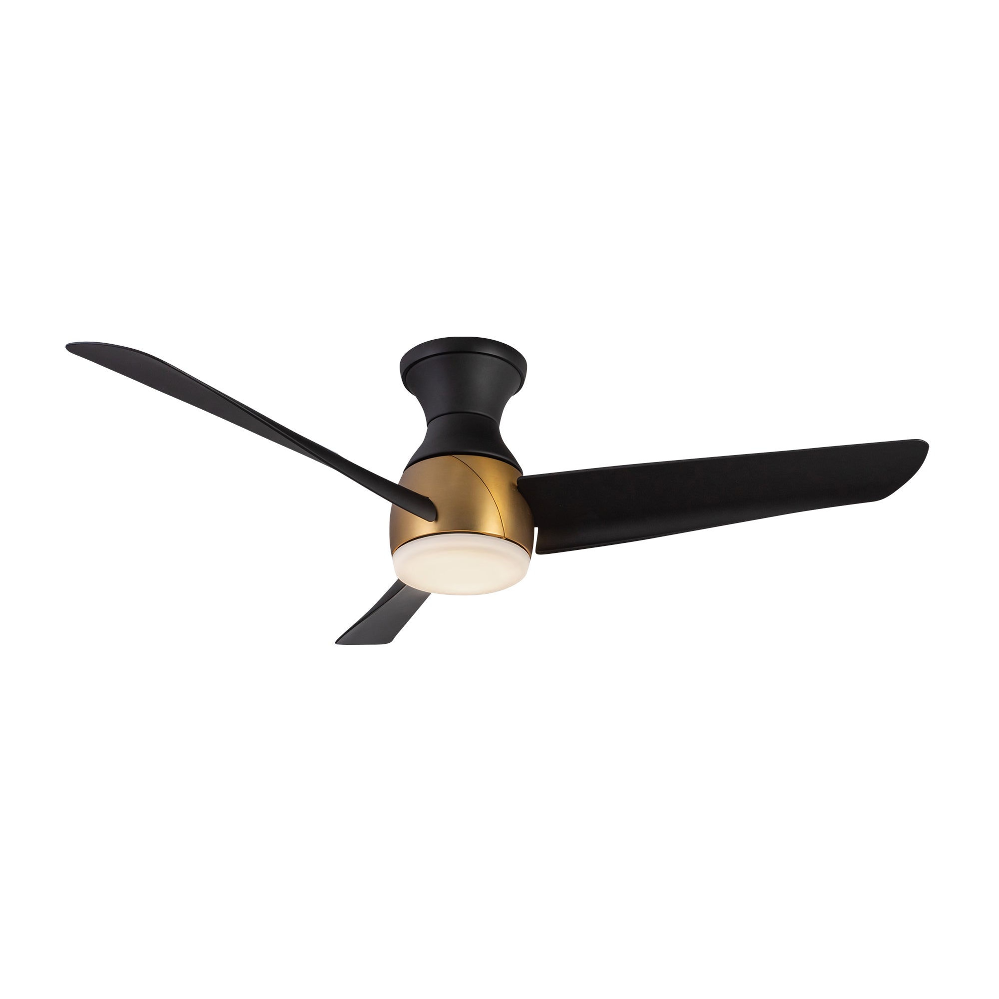 Thalia LED Hugger Fan in Brushed Gold/Matte Black Finish | Kuzco Lighting
