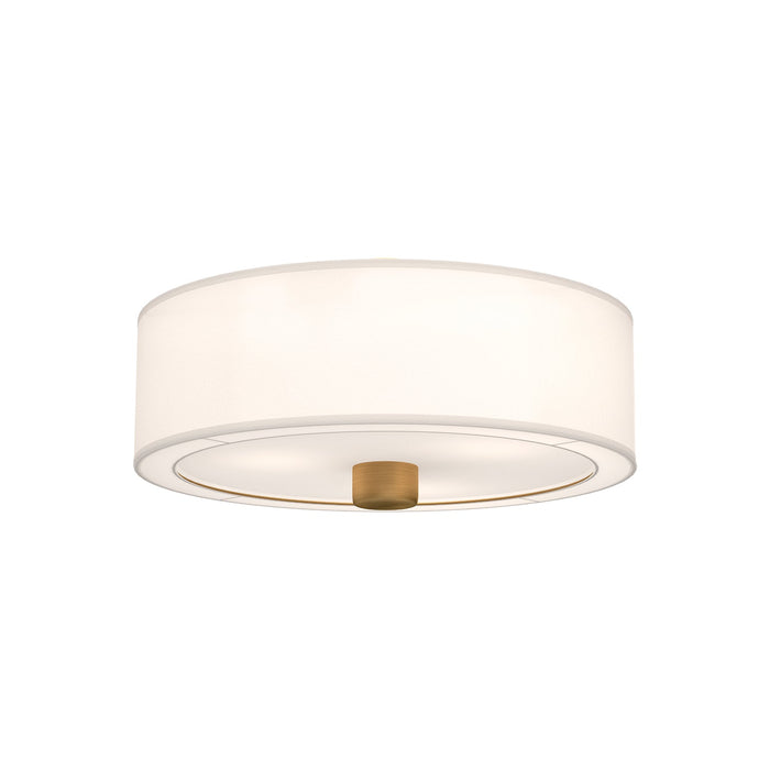 Theo 24-in Aged Gold/White Linen 3 Lights Flush Mount by Alora Lighting | FM547924AGWL | Alora Lighting