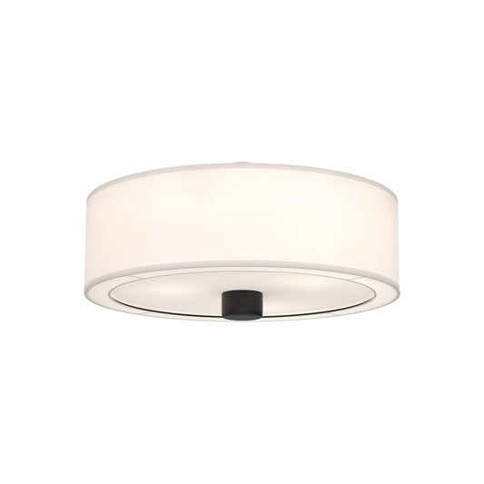 Theo 24-in Matte Black/White Linen 3 Lights Flush Mount by Alora Lighting | FM547924MBWL | Alora Lighting