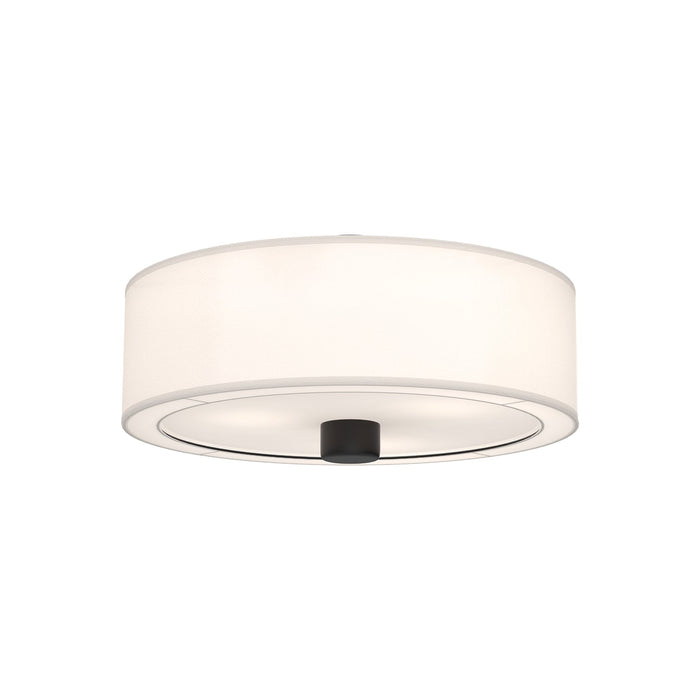 Theo 24-in Matte Black/White Linen 3 Lights Flush Mount by Alora Lighting | FM547924MBWL | Alora Lighting