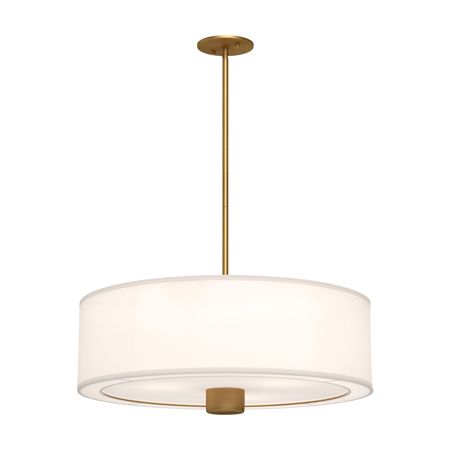 Theo 24-in Aged Gold/White Linen 3 Lights Pendant by Alora Lighting | PD547924AGWL | Alora Lighting