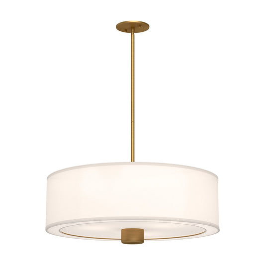 Theo 24-in Aged Gold/White Linen 3 Lights Pendant by Alora Lighting | PD547924AGWL | Alora Lighting