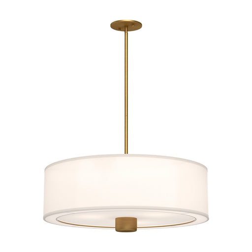 Theo 24-in Aged Gold/White Linen 3 Lights Pendant by Alora Lighting | PD547924AGWL | Alora Lighting