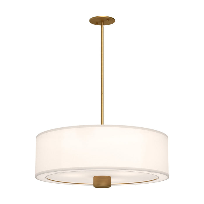Theo 24-in Aged Gold/White Linen 3 Lights Pendant by Alora Lighting | PD547924AGWL | Alora Lighting