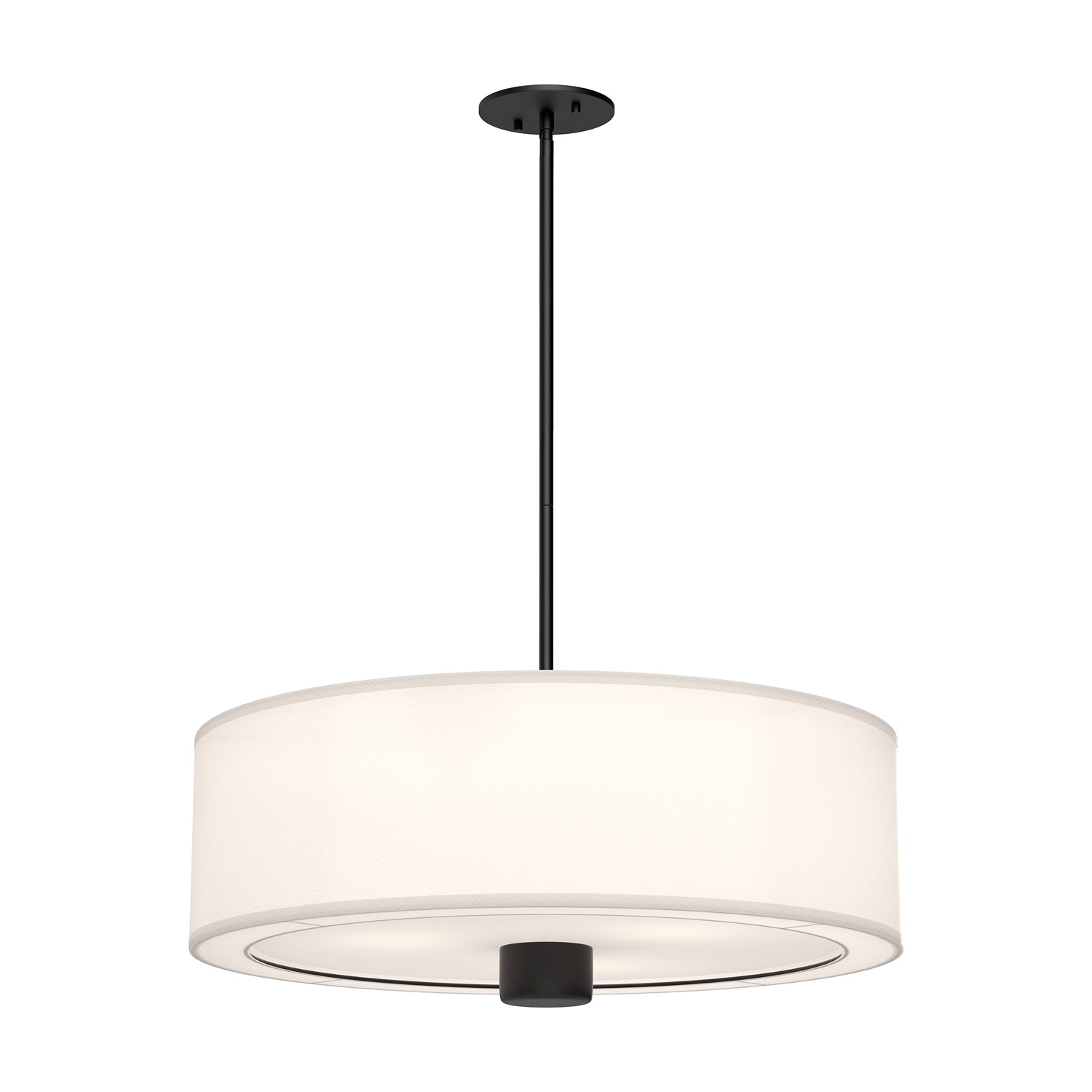Theo 24-in Matte Black/White Linen 3 Lights Pendant by Alora Lighting | PD547924MBWL | Alora Lighting