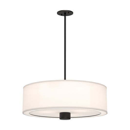 Theo 24-in Matte Black/White Linen 3 Lights Pendant by Alora Lighting | PD547924MBWL | Alora Lighting