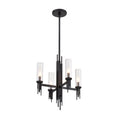 Load image into Gallery viewer, Torres 18-in Clear Ribbed Glass/Matte Black 4 Lights Chandelier by Alora Lighting | CH335418MBCR | Alora Lighting
