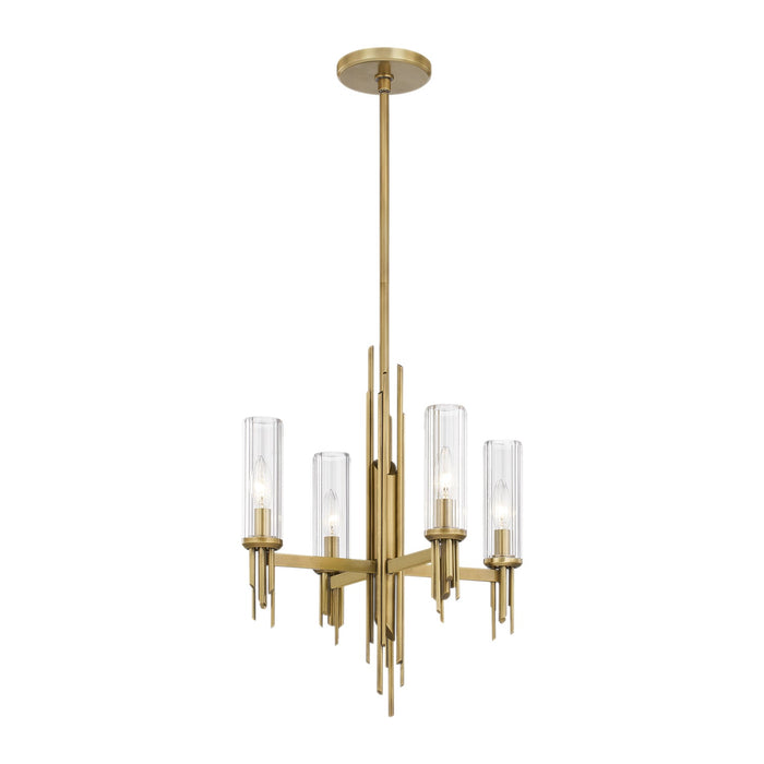 Torres 18-in Ribbed Glass/Vintage Brass 4 Lights Chandelier by Alora Lighting | CH335418VBCR | Alora Lighting