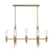 Torres 38-in Ribbed Glass/Vintage Brass 8 Lights Linear Pendant by Alora Lighting | LP335838VBCR | Alora Lighting