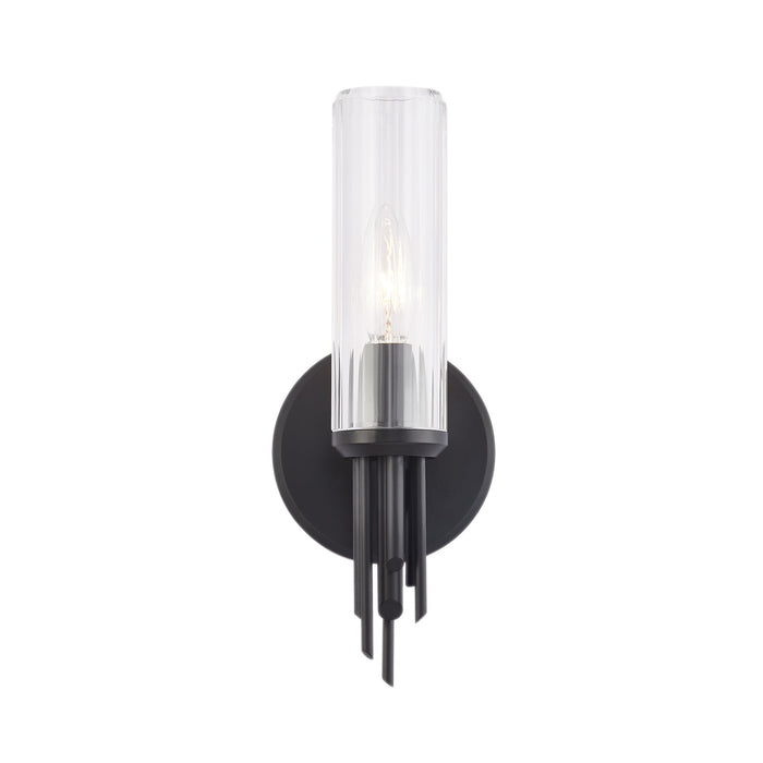 Torres 3-in Clear Ribbed Glass/Matte Black 1 Light Wall/Vanity by Alora Lighting | WV335103MBCR | Alora Lighting
