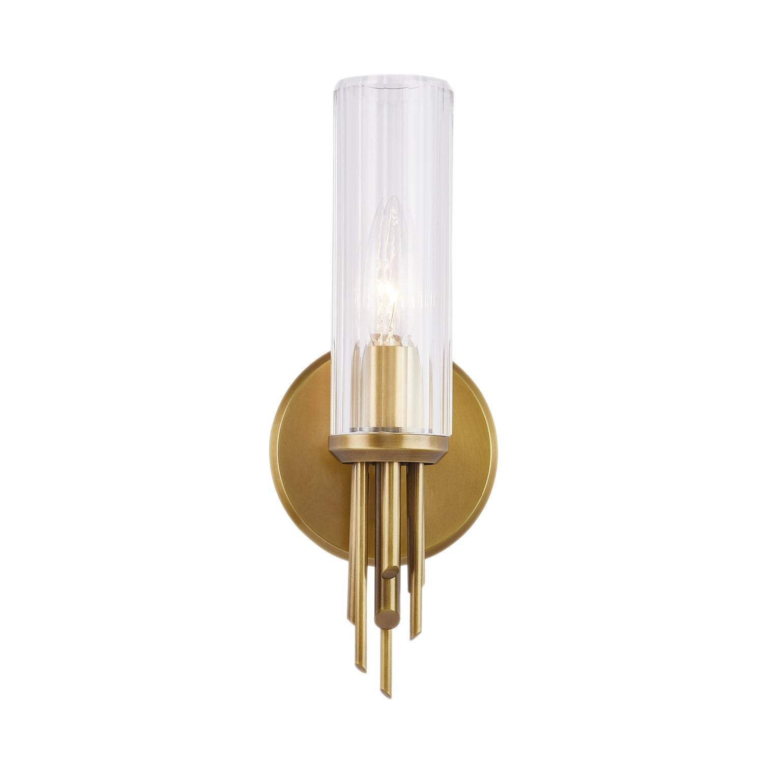 Torres 3-in Ribbed Glass/Vintage Brass 1 Light Wall/Vanity by Alora Lighting | WV335103VBCR | Alora Lighting