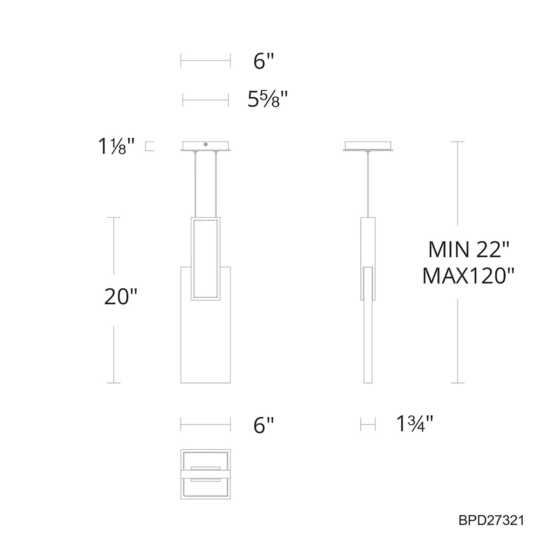 Tryst LED Mini Pendant Diagram