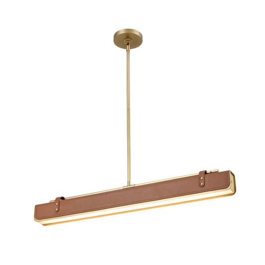 Valise 31-in Vintage Brass/Cognac Leather LED Pendant by Alora Lighting | PD307931VBCL | Alora Lighting