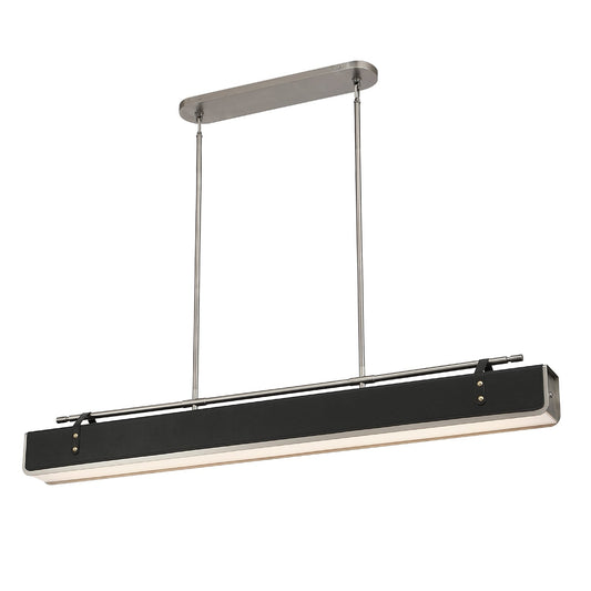 Valise 60-in Aged Nickel/Tuxedo Leather LED Pendant by Alora Lighting | PD307960ANTL | Alora Lighting