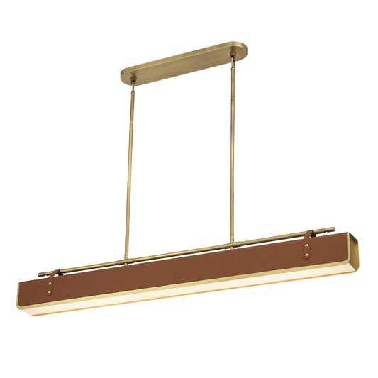 Valise 60-in Vintage Brass/Cognac Leather LED Pendant by Alora Lighting | PD307960VBCL | Alora Lighting