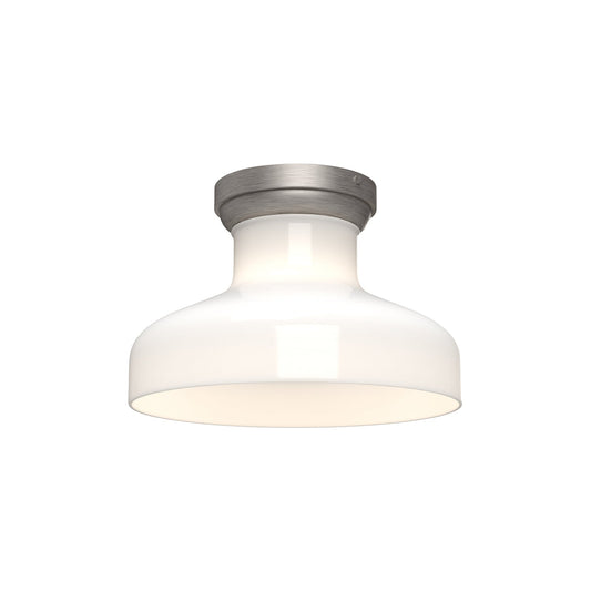 Westlake 11-in Brushed Nickel/Glossy Opal Glass 1 Light Flush Mount by Alora Lighting | FM540011BNGO | Alora Lighting